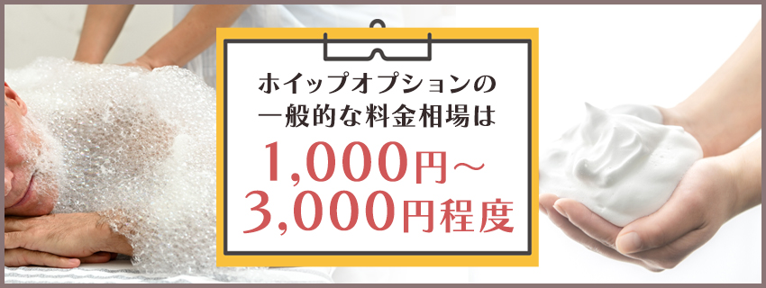 メンズエステにおけるホイップオプションの料金相場